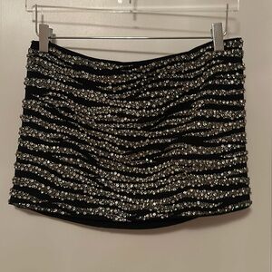 Retrofete black & silver rhinestone mini skirt